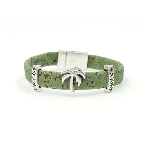 Palm Tree Cork Charm Magnetic Bracelet