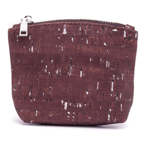 Brown Speckled Cork Zipper Coin Purse
