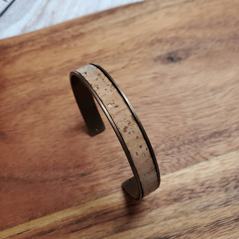 Cork Bronze Skinny Cuff Bracelet