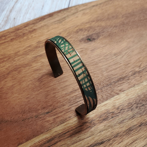 Cork Bronze Skinny Cuff Bracelet