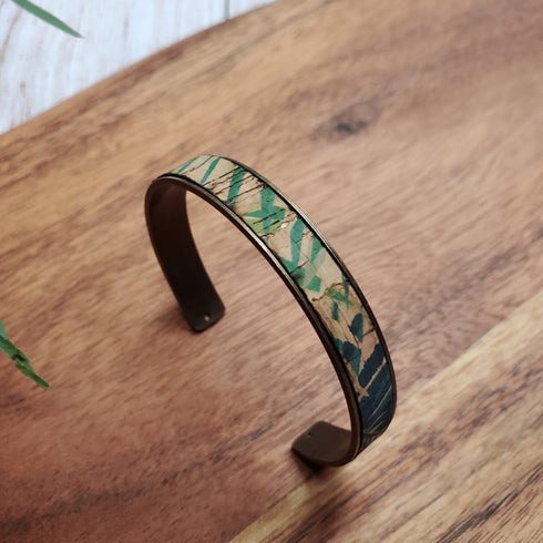 Cork Bronze Skinny Cuff Bracelet