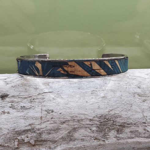 Cork Silver Skinny Cuff Bracelet