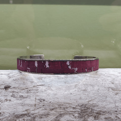 Cork Silver Skinny Cuff Bracelet