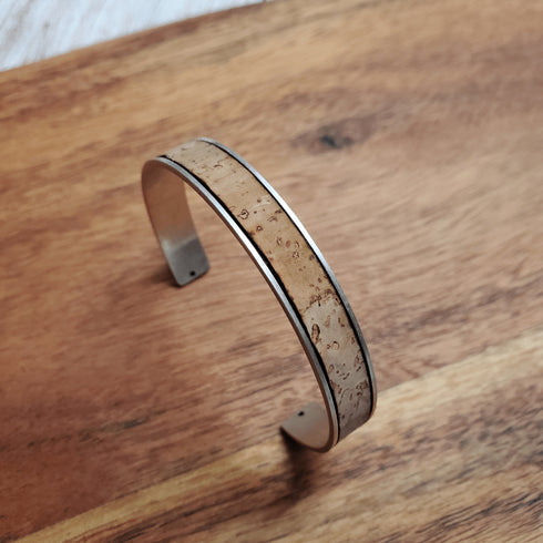 Cork Silver Skinny Cuff Bracelet