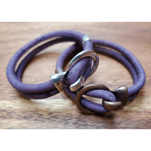 Purple Cork Copper Open Hook Bracelet