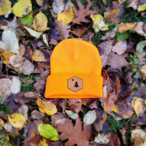1901 Maine Flag Faux Leather Patch Winter Beanie