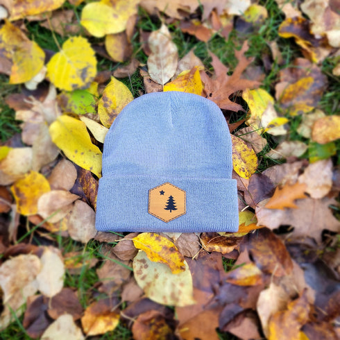 1901 Maine Flag Faux Leather Patch Winter Beanie