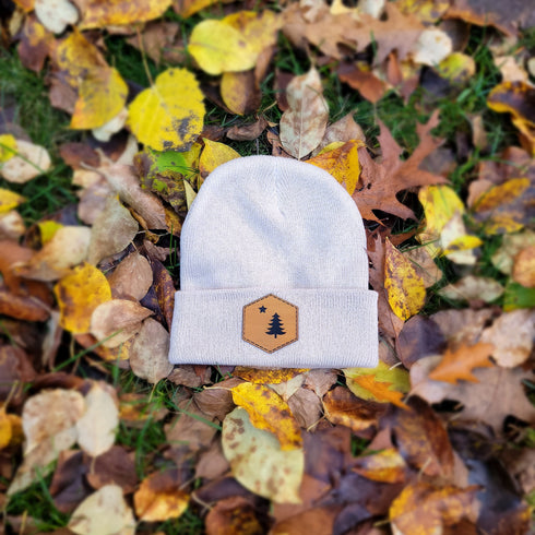 1901 Maine Flag Faux Leather Patch Winter Beanie