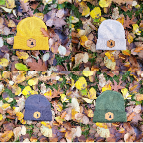 1901 Maine Flag Faux Leather Patch Winter Beanie