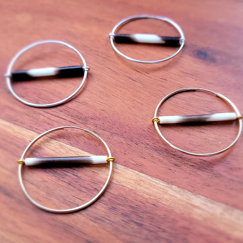 Silver Porcupine Quill Hoops