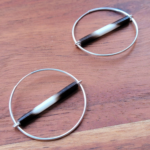 Silver Porcupine Quill Hoops