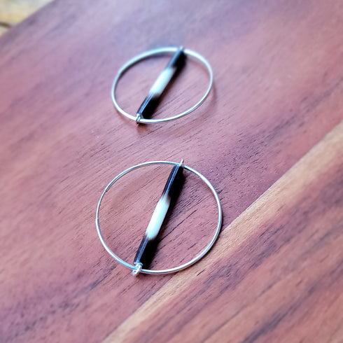 Silver Porcupine Quill Hoops