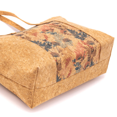 Bright Leaf & Foliage Cork Pattern Large Tote