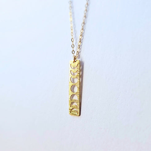 Gold Moon phase Bar Necklace