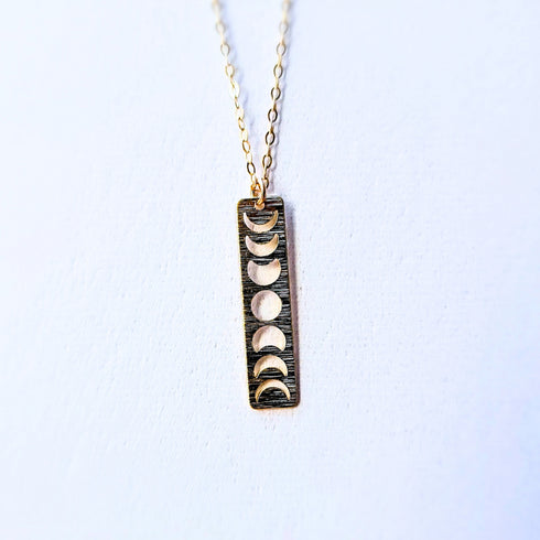 Gold Moon phase Bar Necklace
