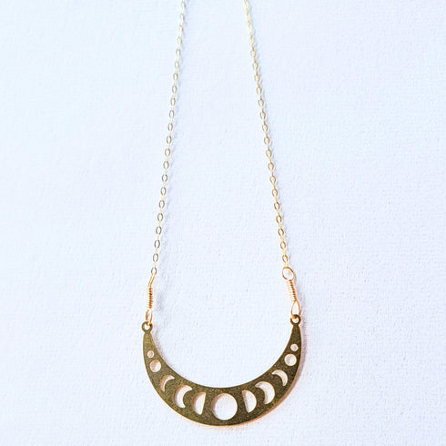 Celestial Moon Phase Half Circle Boho Necklace