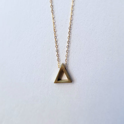 Minimalist Gold Floating Triangle Necklace