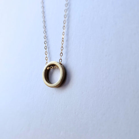 Floating Circle Silver Necklace