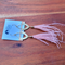 Pink Feather Brass Dangle Earrings