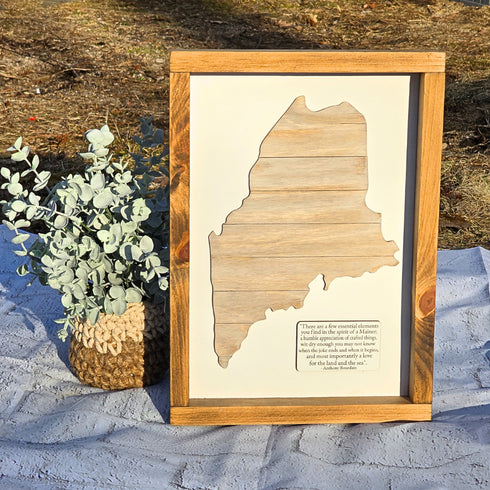 Maine Shiplap Wood Sign with Anthony Bourdain Quote