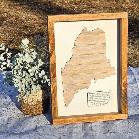 Maine Shiplap Wood Sign with Anthony Bourdain Quote