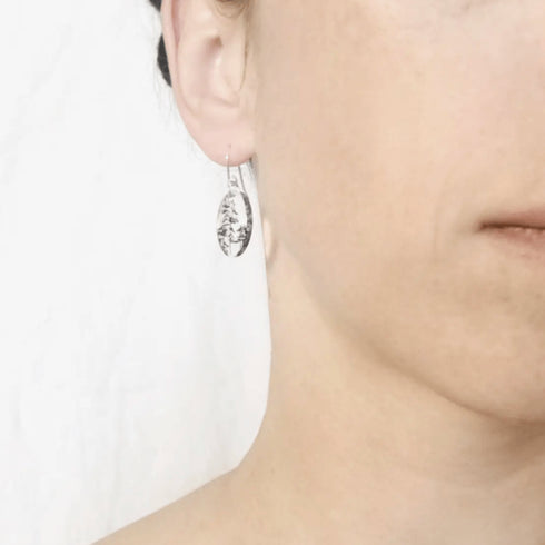 Small Oval Tree Earrings, Sterling Silver