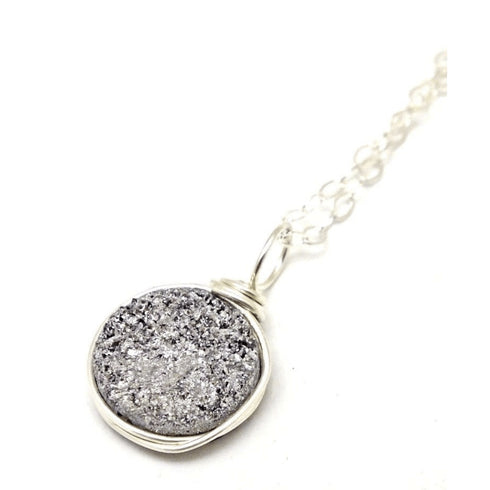 Silver Druzy Necklace