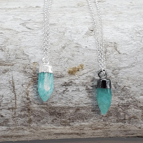 Amazonite Oxidized Drop Pendant .925 Necklace