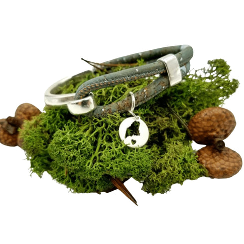 Maine Circle Charm Cork Bracelet