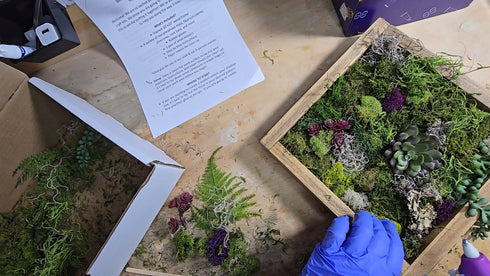 Moss Wall Art & Permanent Jewelry Craft & Sip Workshop: Monday, February 17th, 5:30pm