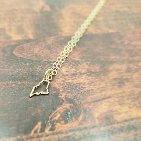 Mini Maine Outline Gold Necklace
