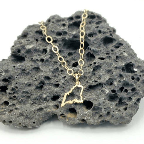 Mini Maine Outline Gold Necklace