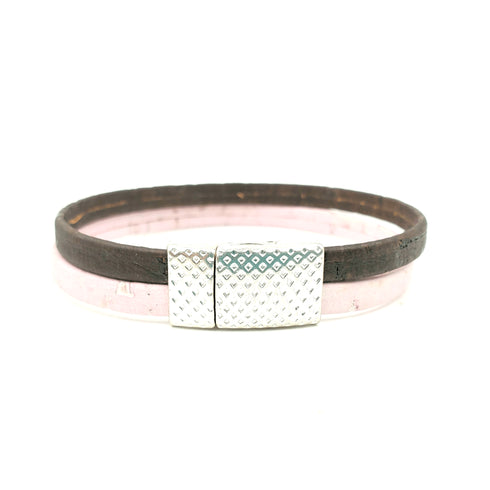 Rose & Brown Thin Cork Bracelet