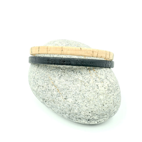 Tan & Black Thin Cork Bracelet