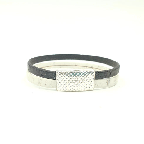 White & Black Thin Cork Bracelet