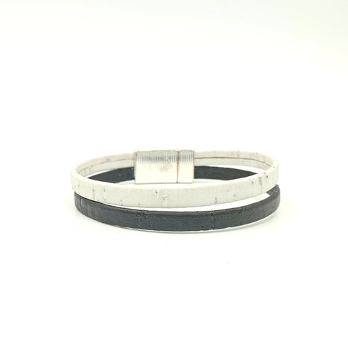 White & Black Thin Cork Bracelet
