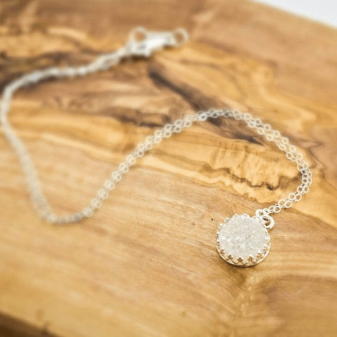 White Druzy Quartz Necklace