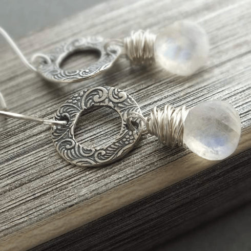Moonstone Circle Earrings