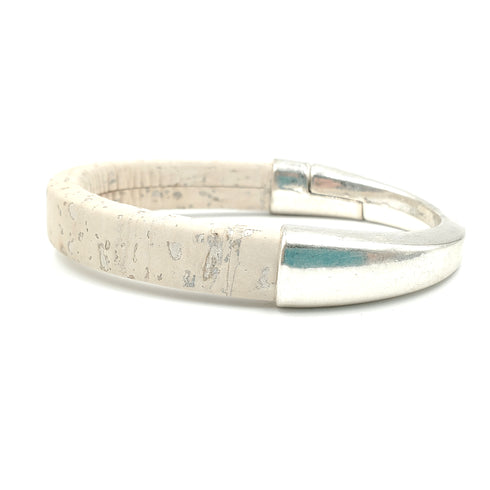 White Cork Silver Cuff Bracelet