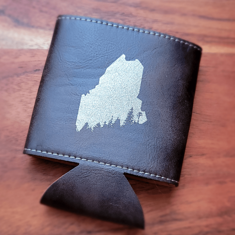 Maine Can Koozie - State With Trees